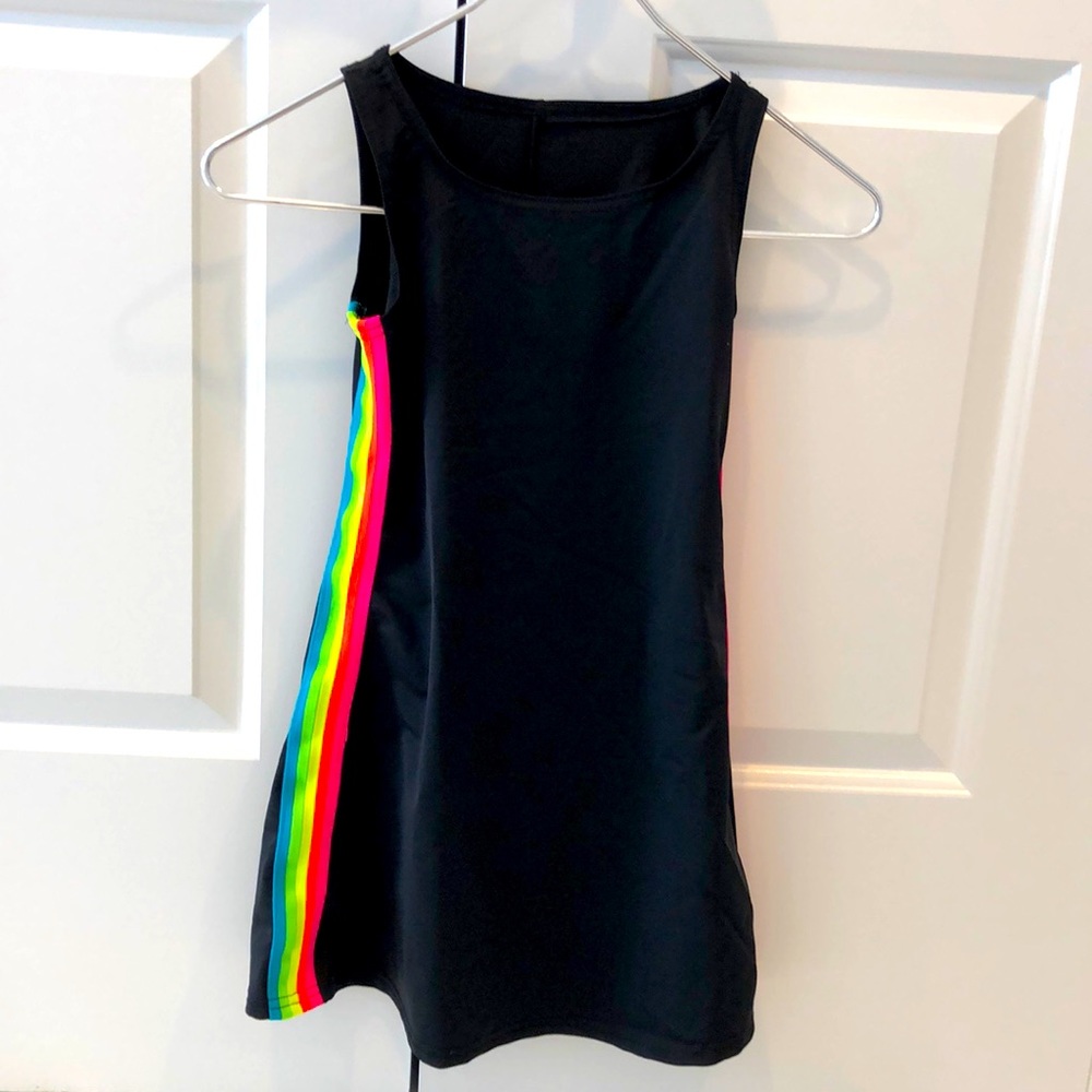 Dori Creations girls size 8 black dress with neon stripes